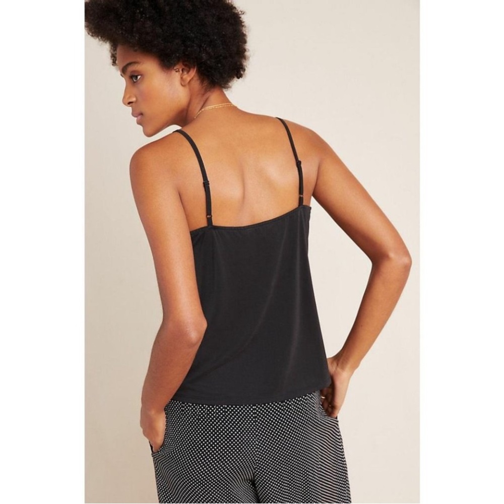 Floreat by Anthropologie Black Lace Trim Cami Silky Slip Whimsigoth Feminine, XS - Picture 2 of 14